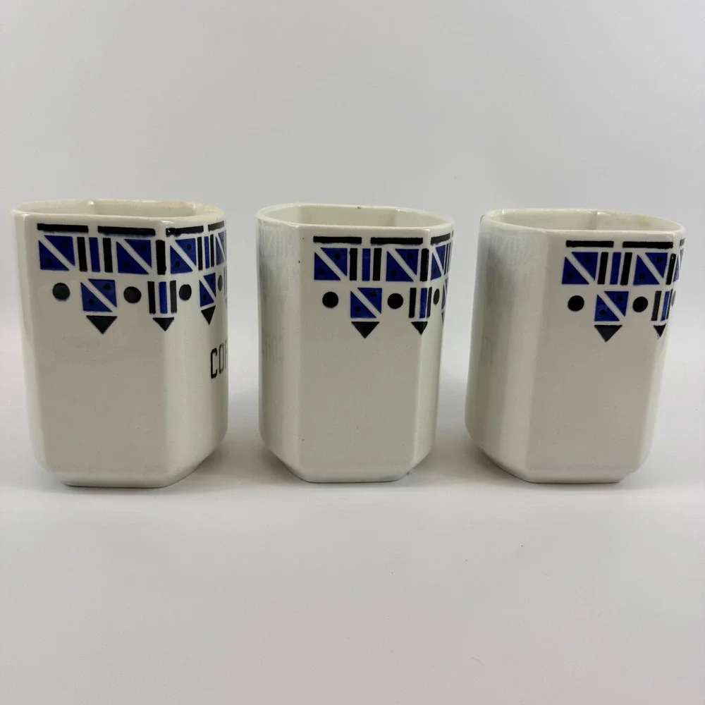 Art Deco Czech Pottery Canister Set Salt Box Yvonne Czechoslovakia Cobalt Blue